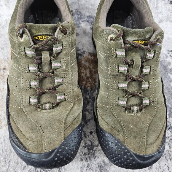 Keen Hiking Trail Shoes Womens 10 Olive Green Suede Lace Up Rubber Toe Rugged - Picture 3 of 16